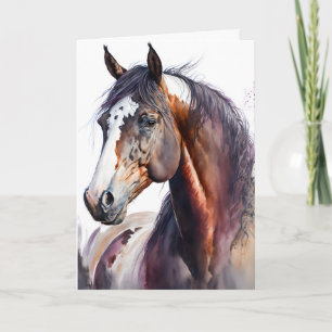 Tarjeta de acuarela de heces silvestres Stallion E
