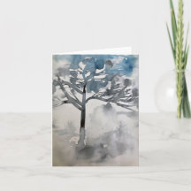 Tarjeta de acuarela de invierno