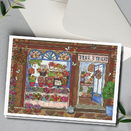 Tarjeta de Acuarela de la Floristería del Día de l