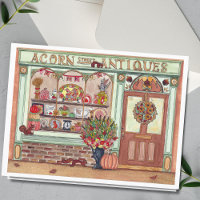 Tarjeta de Acuarela de la Tienda de Antigüedades d