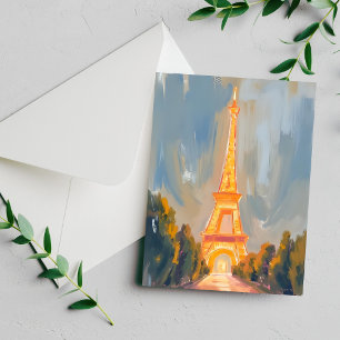Tarjeta de Acuarela de la Torre Eiffel París Franc