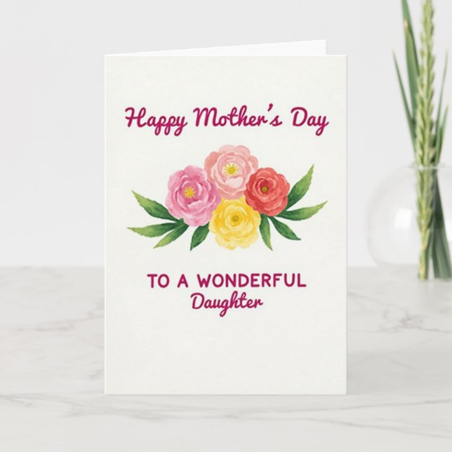 Tarjeta de Acuarela de Mamá a Hija (Anverso)