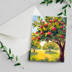 Tarjeta de Acuarela de Manzana Otoño Otoño