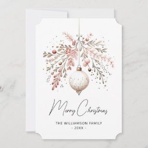 Tarjeta de Acuarela de Navidad con Adorno de Veget