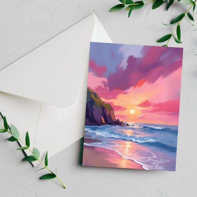 Tarjeta de acuarela de olas de playa de océano en  (Subido por el creador)