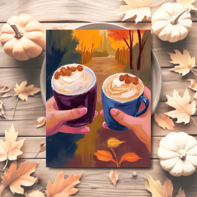 Tarjeta de Acuarela de Otoño de Café Fecha Foliaje (Subido por el creador)