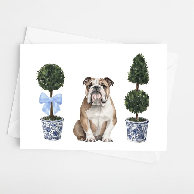 Tarjeta de acuarela de perro de cachorro de bulldo (Subido por el creador)