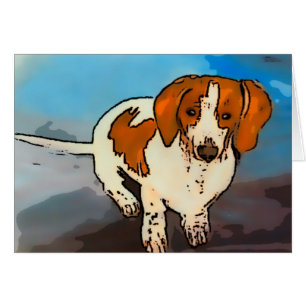 Tarjeta de acuarela de perro salchicha Dachshund