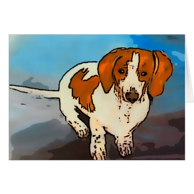 Tarjeta de acuarela de perro salchicha Dachshund (Anverso (Horizontal))