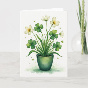 Tarjeta de Acuarela de Planta de Trébol