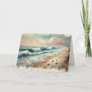Tarjeta de acuarela de playa de simpatía por masco