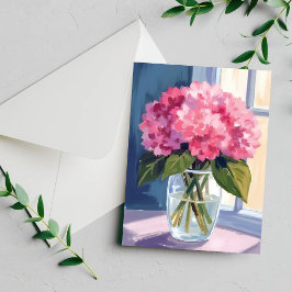 Tarjeta de Acuarela de Ramo de Flores de Hortensia