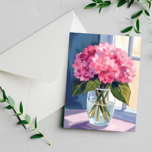 Tarjeta de Acuarela de Ramo de Flores de Hortensia