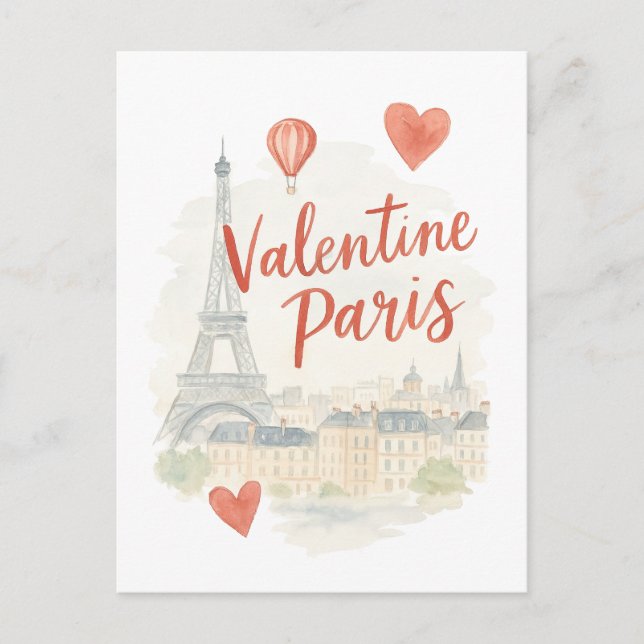 Tarjeta de acuarela de San Valentín de París – Tor (Anverso)
