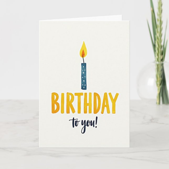 Tarjeta de Acuarela de Vela Alegre de Cumpleaños (Anverso)