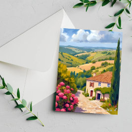 Tarjeta de Acuarela de Viñedo en el Campo Italiano