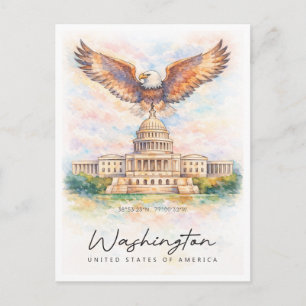Tarjeta de Acuarela de Washington DC Capitol Hill