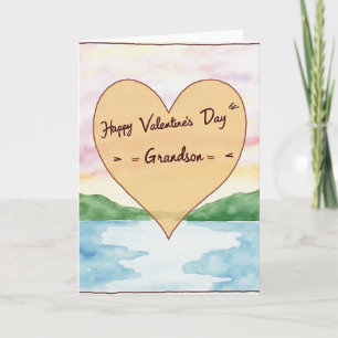 Tarjeta de acuarela del Día del Amor para nieto