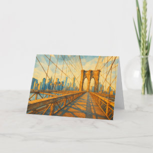 Tarjeta de Acuarela del Puente de Brooklyn al Aman