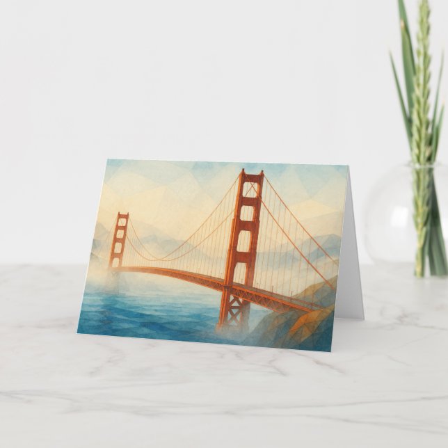 Tarjeta de acuarela del puente Golden Gate (Anverso)