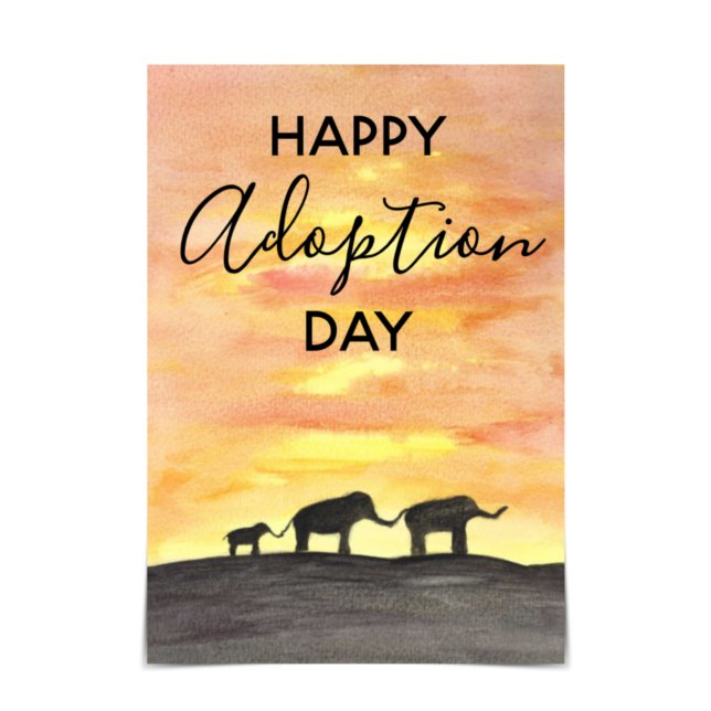 Tarjeta de acuarela Elephant Sunset para "Forever  (Subido por el creador)