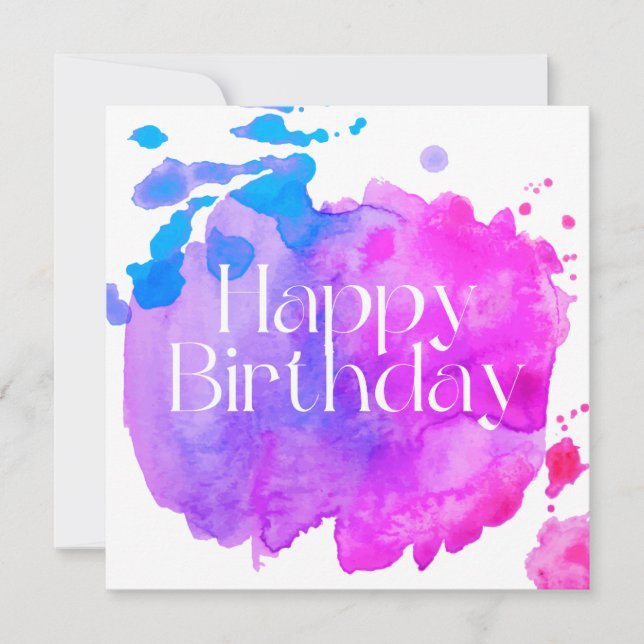 Tarjeta de acuarela feliz cumpleaños (Anverso)