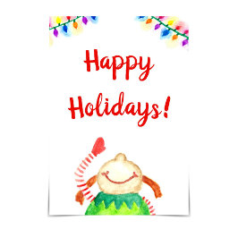 Tarjeta de acuarela feliz Elf