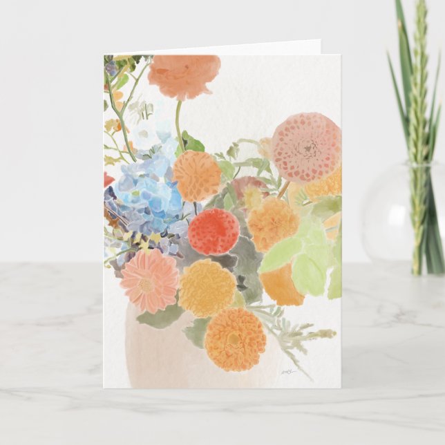 Tarjeta de Acuarela Floral Artística (Anverso)