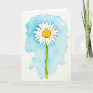 Tarjeta de Acuarela Floral Azul Cielo