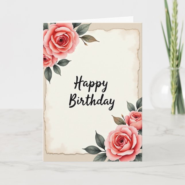 Tarjeta de acuarela floral con sentimiento (Anverso)