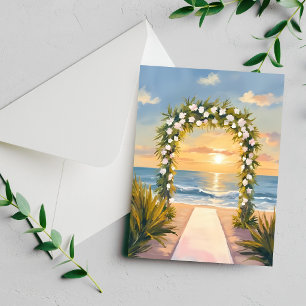 Tarjeta de Acuarela Floral de Arco de Boda en la P