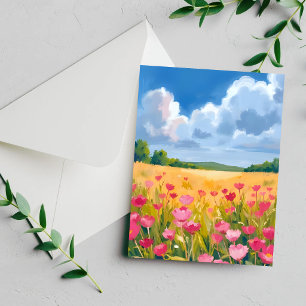 Tarjeta de Acuarela Floral de Campo de Flores Silv