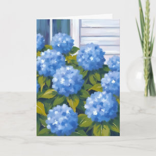 Tarjeta de Acuarela Floral de Hortensia Azul de Ja
