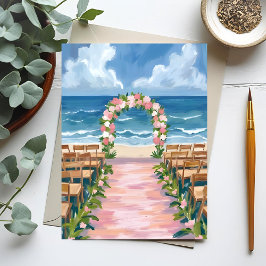 Tarjeta de Acuarela Floral de Paseo de Boda de Pla