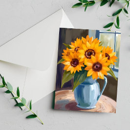 Tarjeta de Acuarela Floral de Ramo de Girasoles