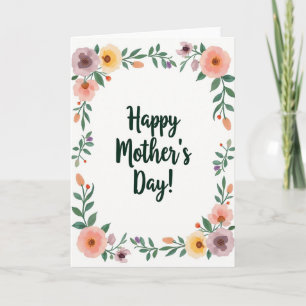 Tarjeta de Acuarela Floral del Día de las Madres