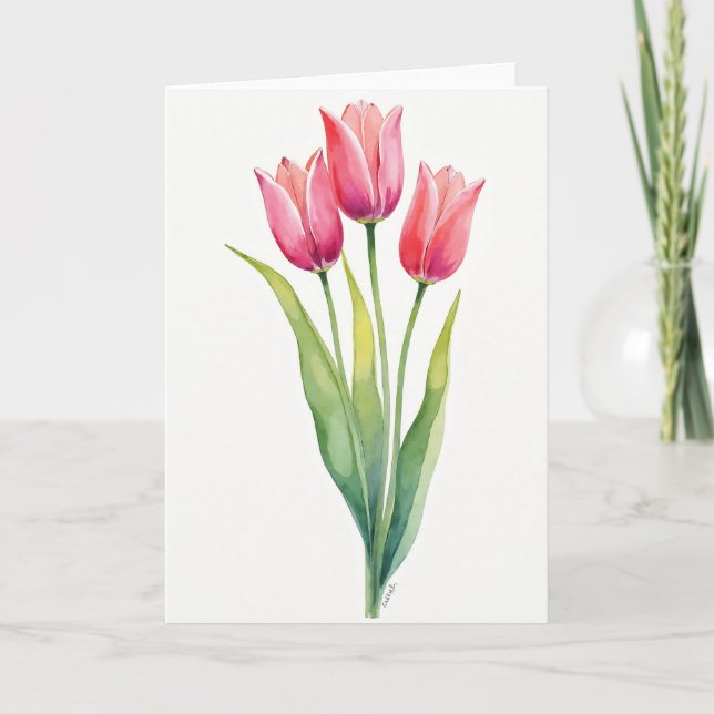 Tarjeta de Acuarela Floral Rayada (Anverso)