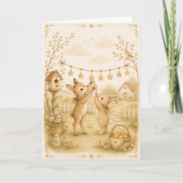 Tarjeta de Acuarela Gentle Stars  (Anverso)