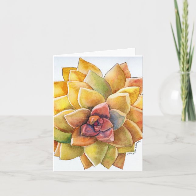 Tarjeta de acuarela Graptopetalum (Anverso)