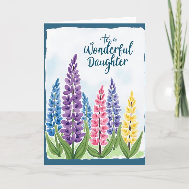 Tarjeta de Acuarela Hija Floral (Anverso)
