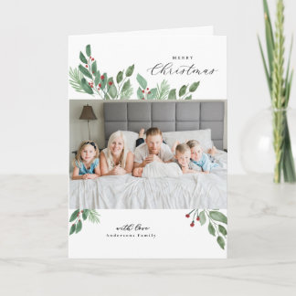 Tarjeta de acuarela navideña de Feliz