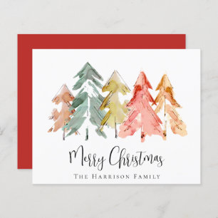 Tarjeta de acuarela para árbol de pino de navidad 