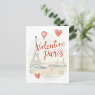 Tarjeta de Acuarela Paris Valentine - Torre Eiffel