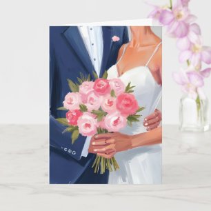Tarjeta de Acuarela Ramo de Novia y Novio