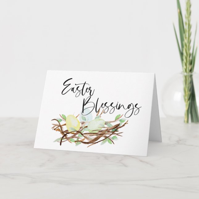 Tarjeta de acuarela religiosa de Bendición de Pasc (Anverso)