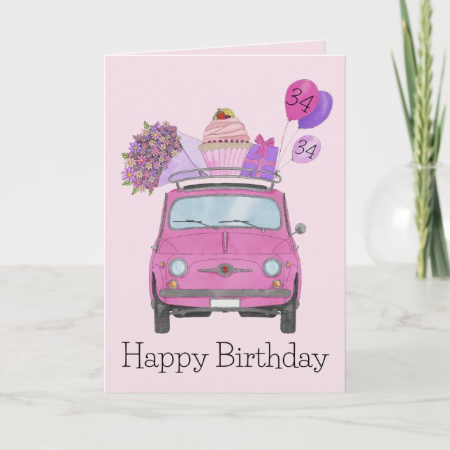 Tarjeta de acuarela Retro 500 de cumpleaños de per (Anverso)