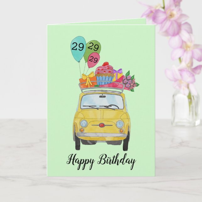 Tarjeta de acuarela Retro 500 de cumpleaños de per (Orquídea)