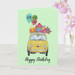 Tarjeta de acuarela Retro 500 de cumpleaños de per