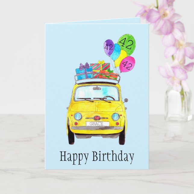 Tarjeta de acuarela Retro 500 de cumpleaños de per (Orquídea)