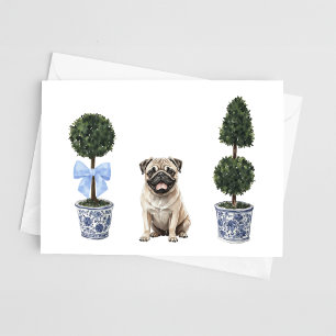 Tarjeta de acuarela topiana de cachorro de perro d